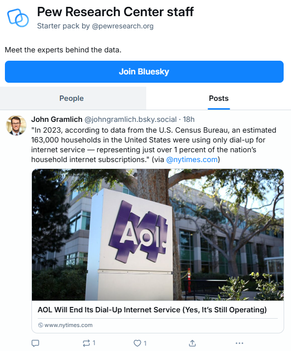 Pew Research Center Bluesky post