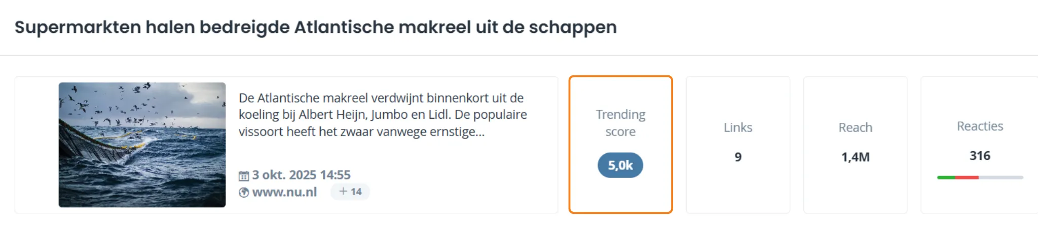 Makreel uit supermarkten: duurzaamheid weegt zwaarder dan aanbod