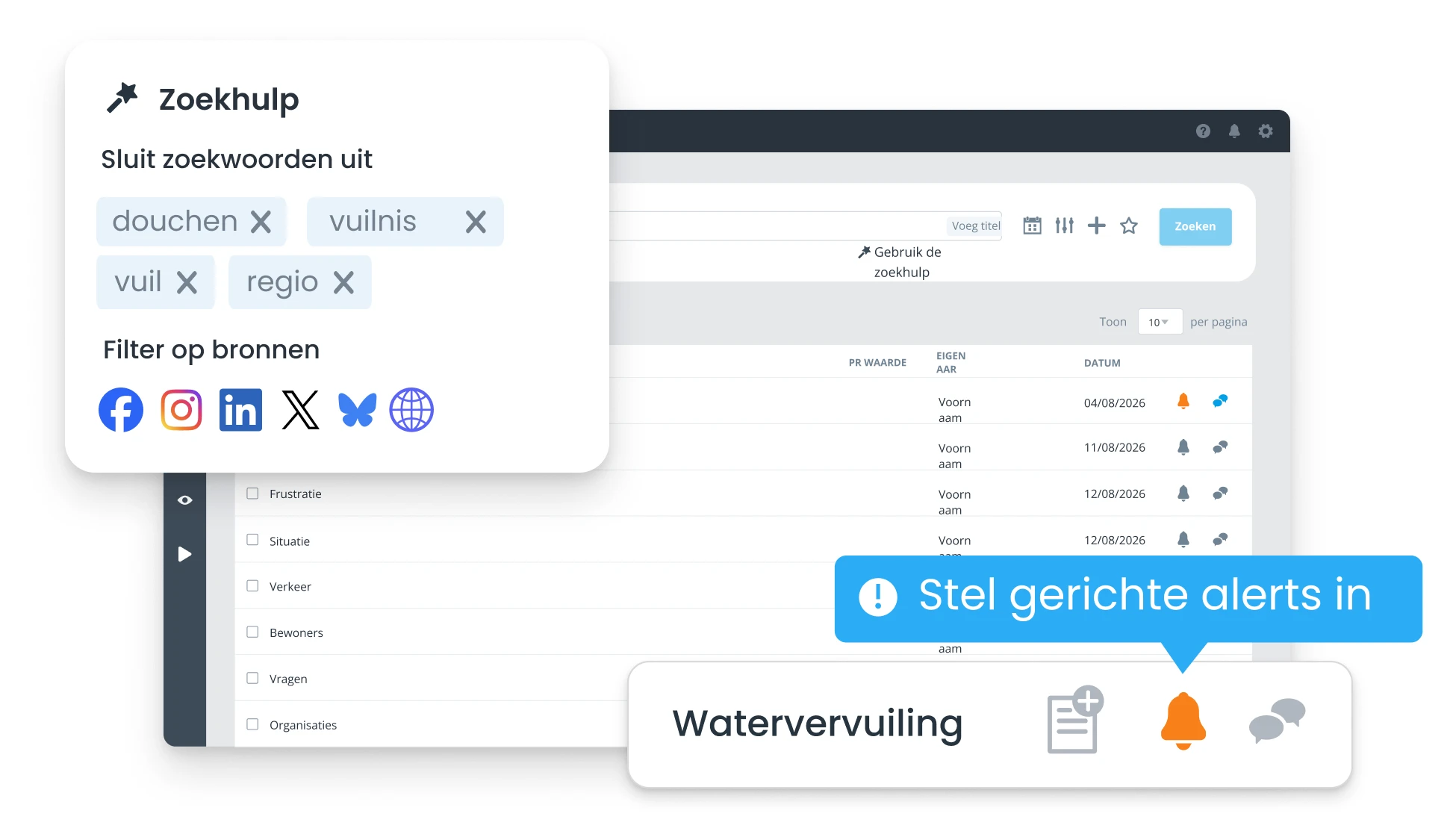 Zoekopdracht met uitsluitingen en alerts in Coosto Listen