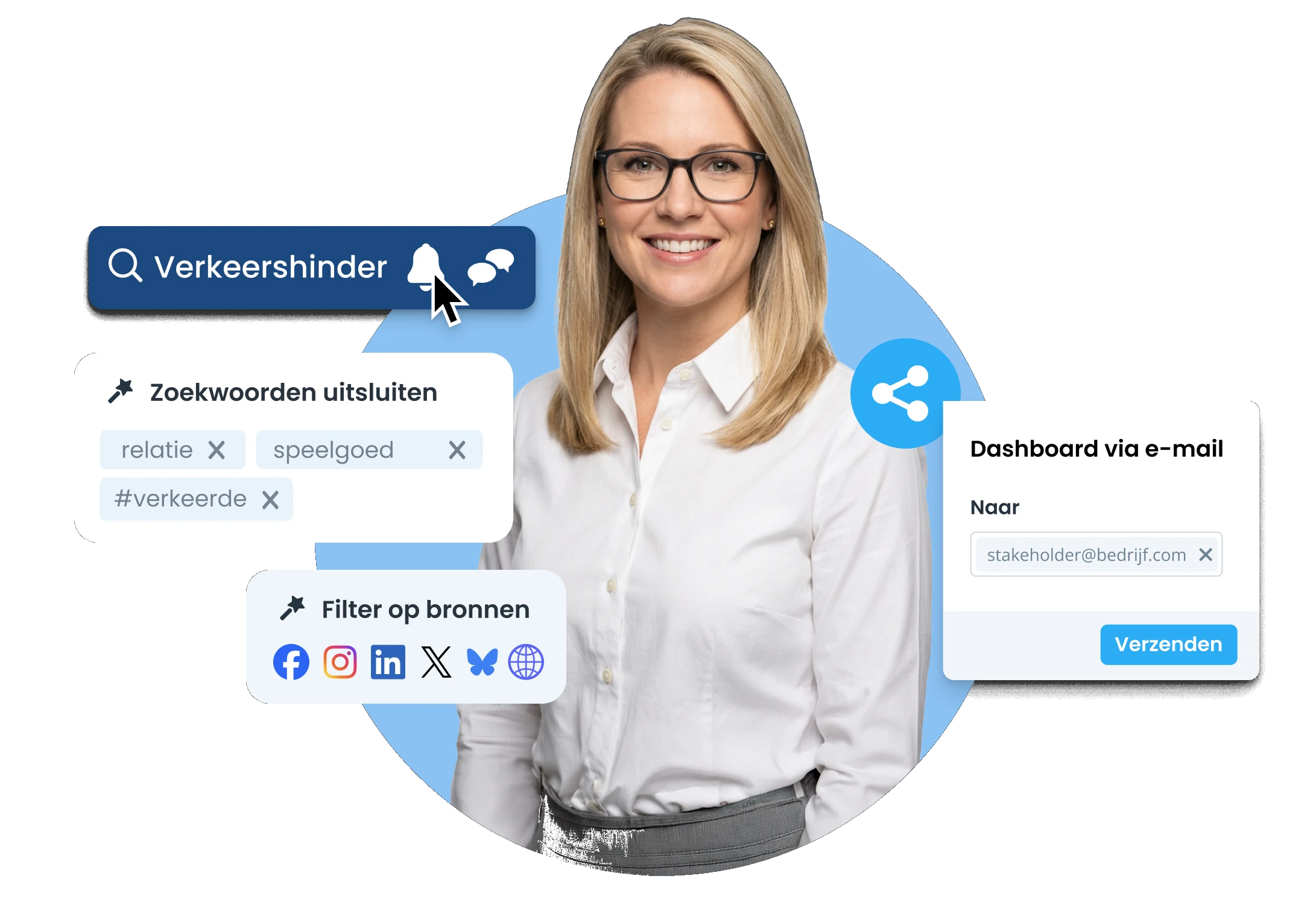 Zoekopdracht, uitsluitingen en gedeeld dashboard voor mediamonitoring in Coosto Listen