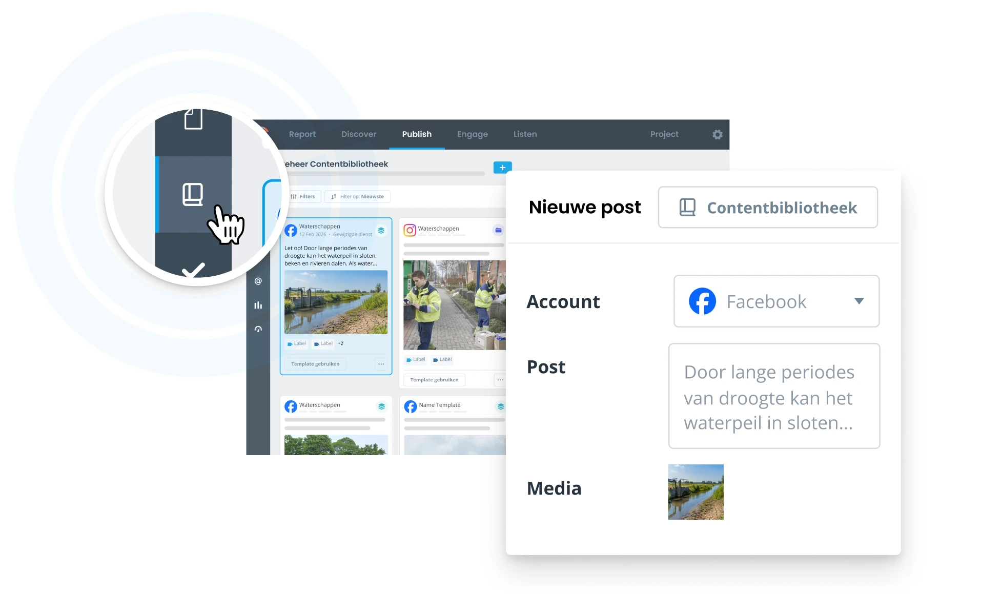 Nieuw bericht plannen met de contentbibliotheek in Coosto Publish
