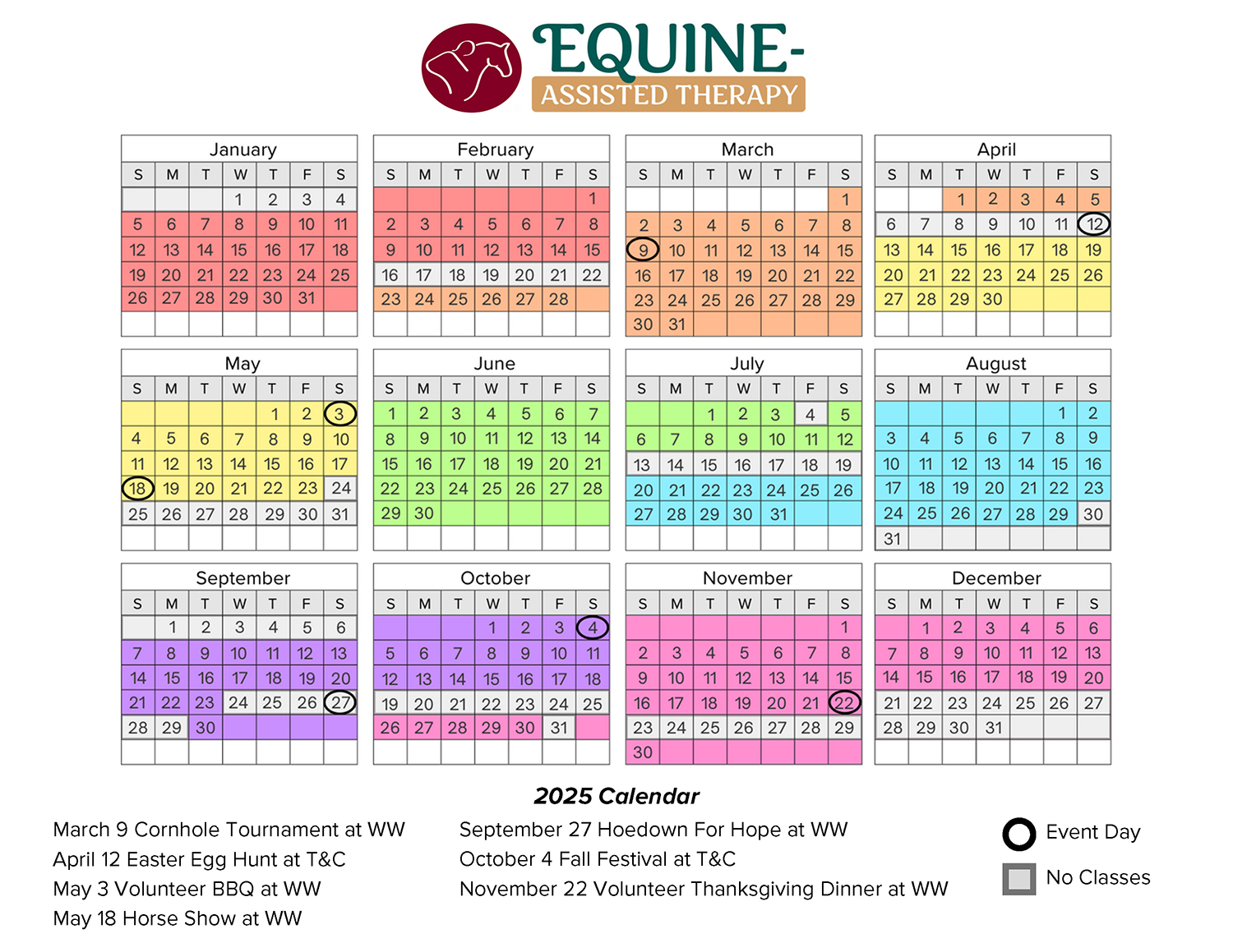 2025 Equine-Assisted Therapy Events Calendar