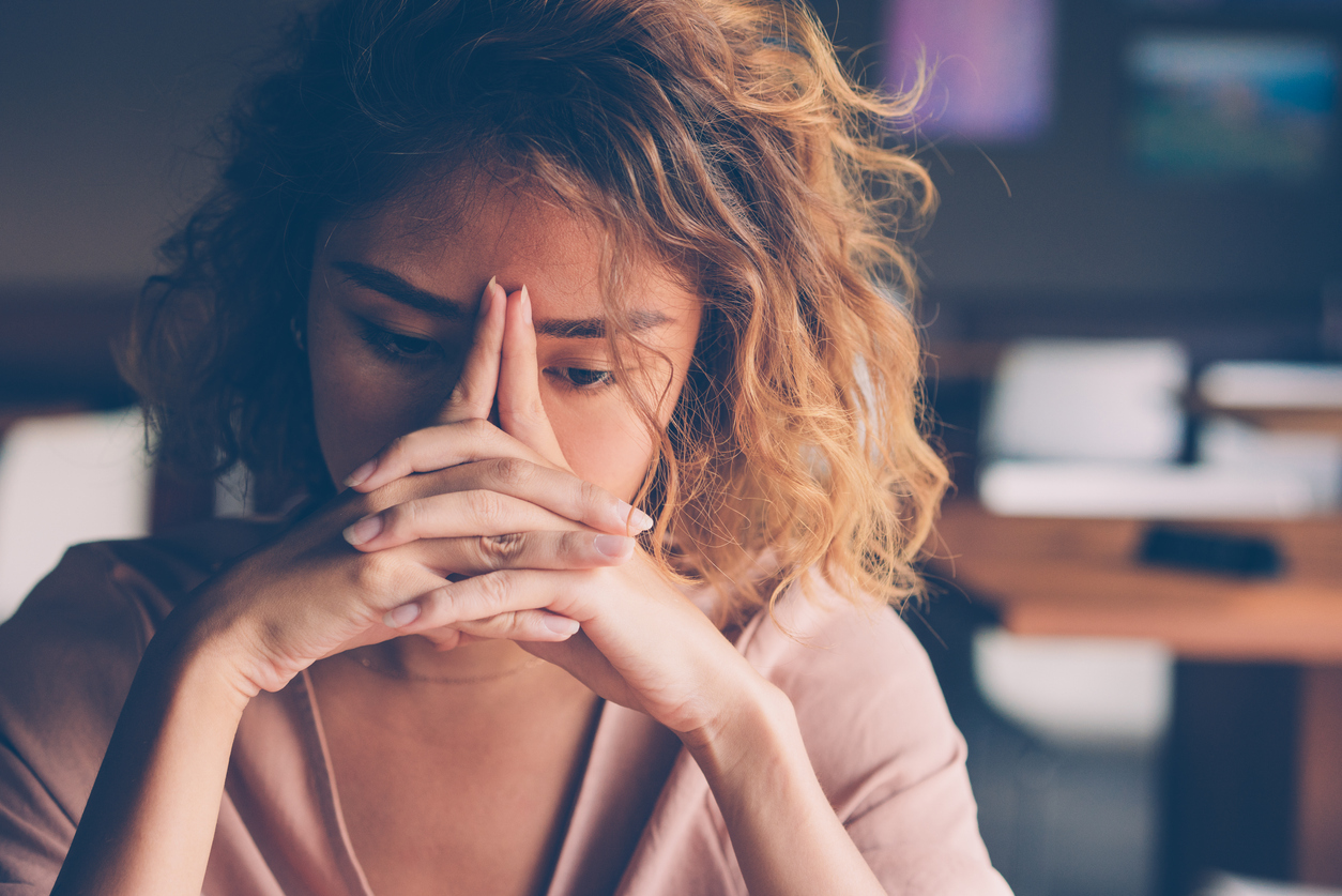 Woman deep in thought