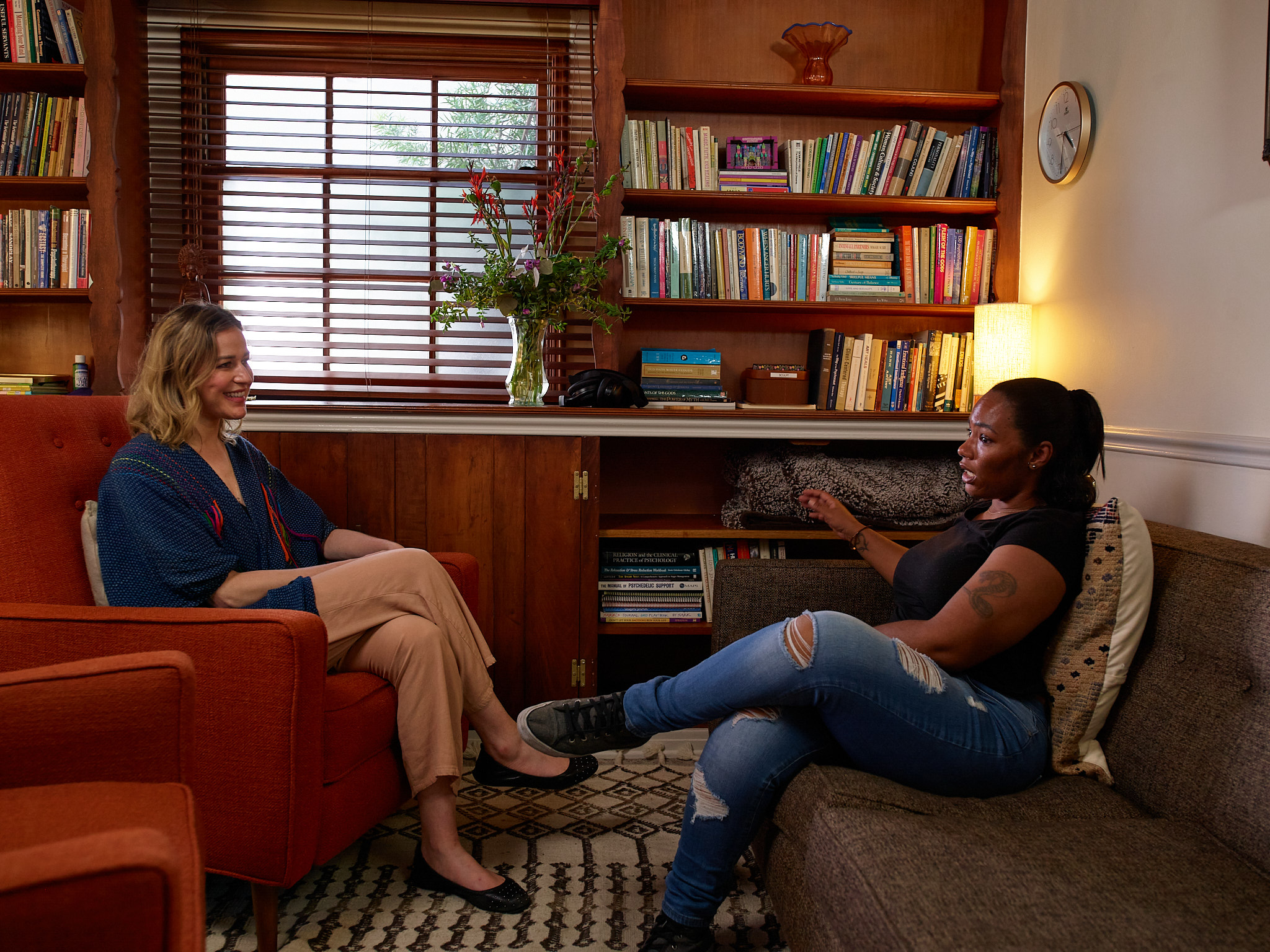 Woman speaking with her therapist