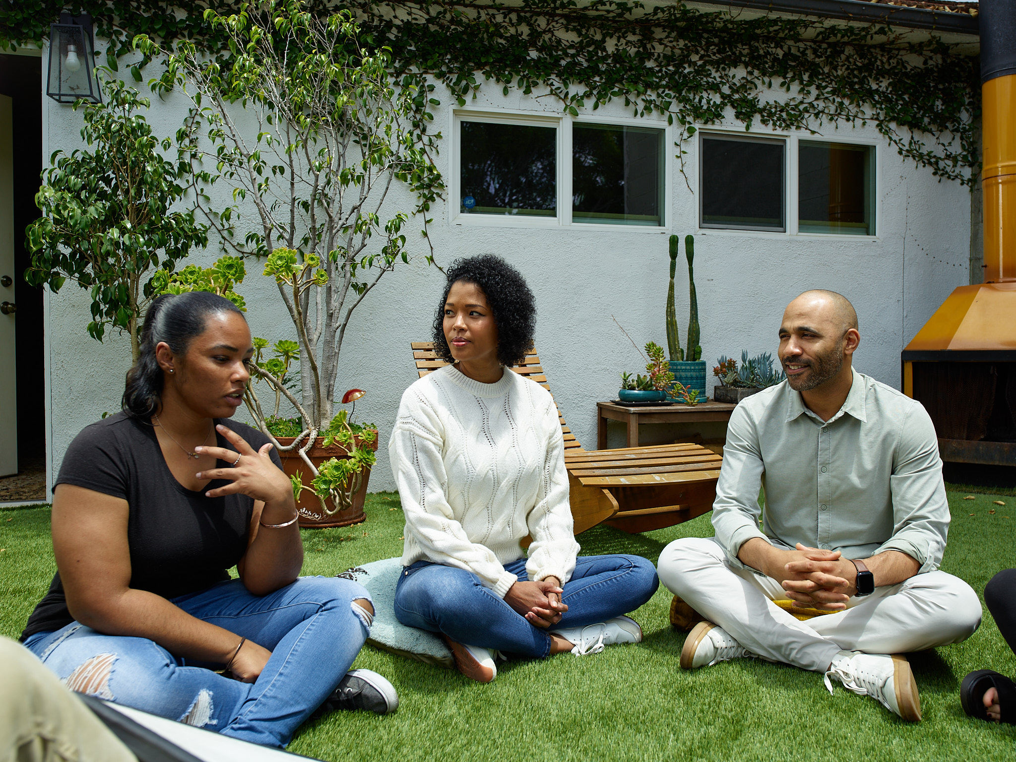 Group seated outside