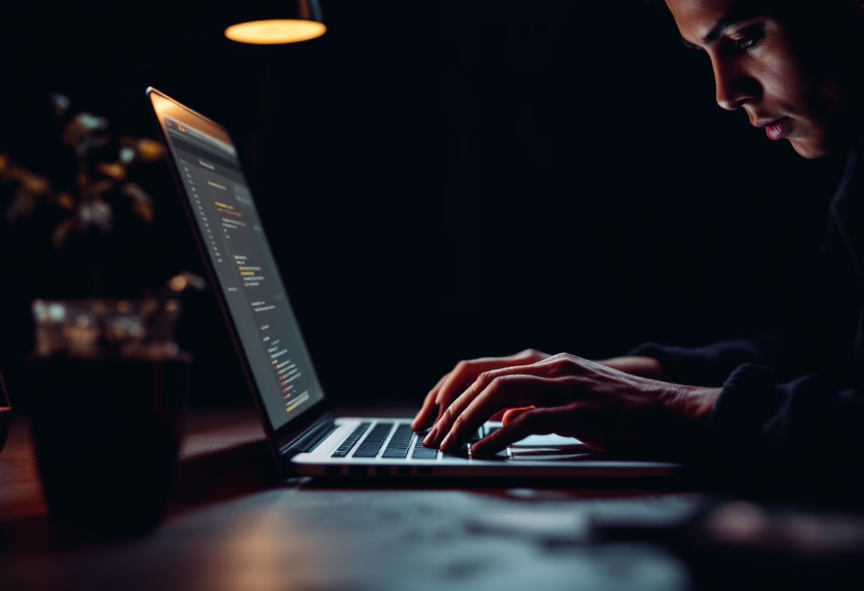 image of a person typing on a laptop