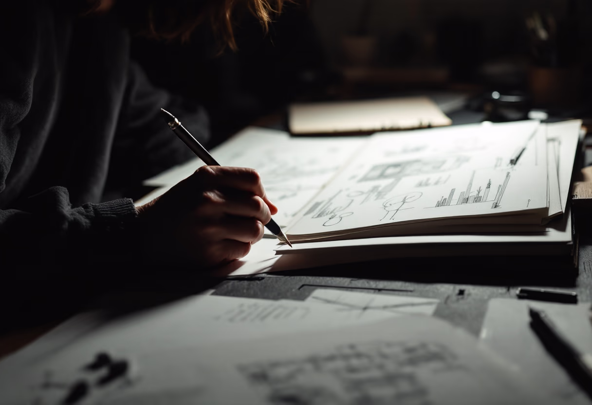 image of a person brainstorming ideas for a productivity tools business