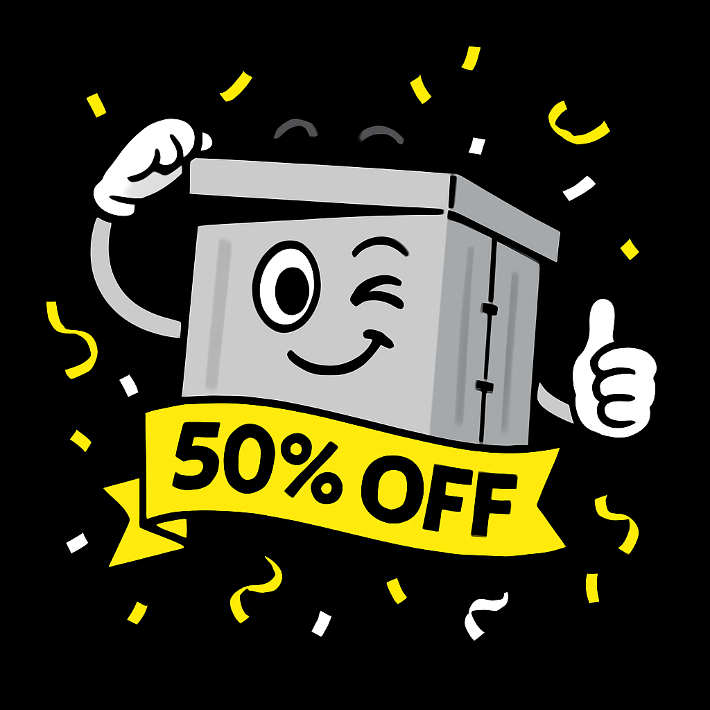 Limited time offer – 50% off self-storage units.