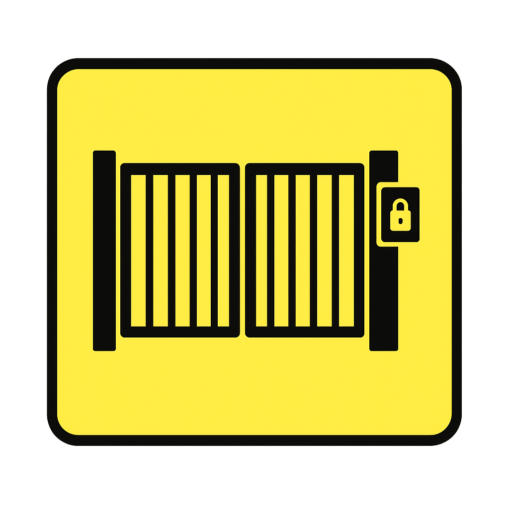 Storage unit facility secured by a 24/7 access controlled gate.