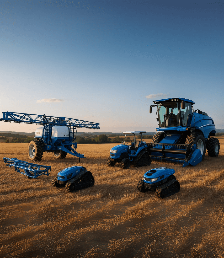 Imagen de productos agrícolas que vende NovaMotors como cosechadoras y cortadoras de césped
