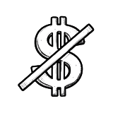 dollar sign with line through icon