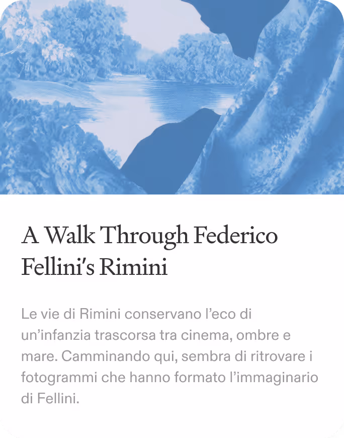 Illustration of a serene river surrounded by trees in blue tones, above text about a visit to Sartre's apartment in Paris.