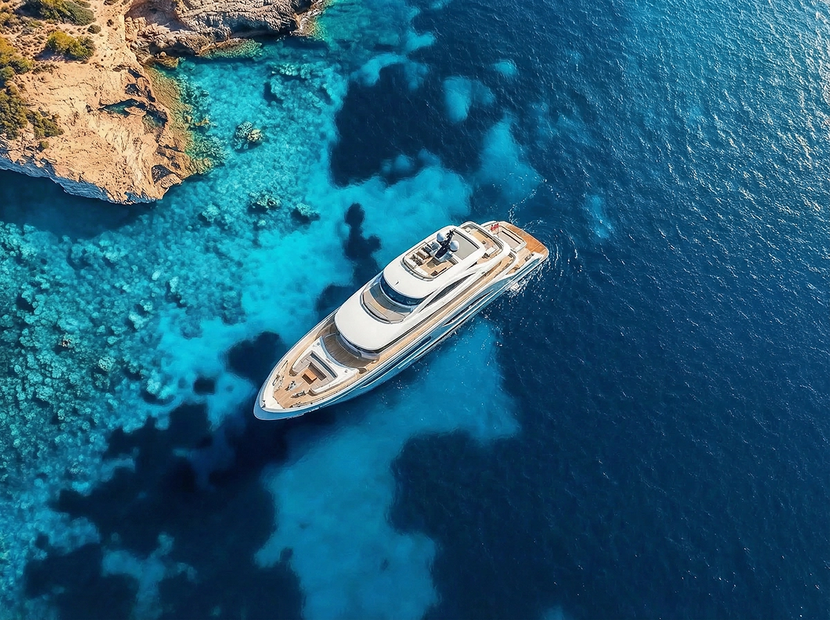 Conceptum luxury yacht cruising in the crystal clear waters of the Red Sea, Egypt