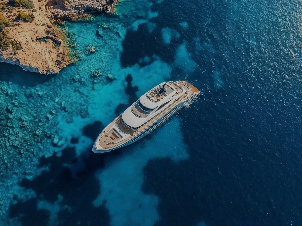 Conceptum luxury yacht cruising in the crystal clear Red Sea in Egypt 