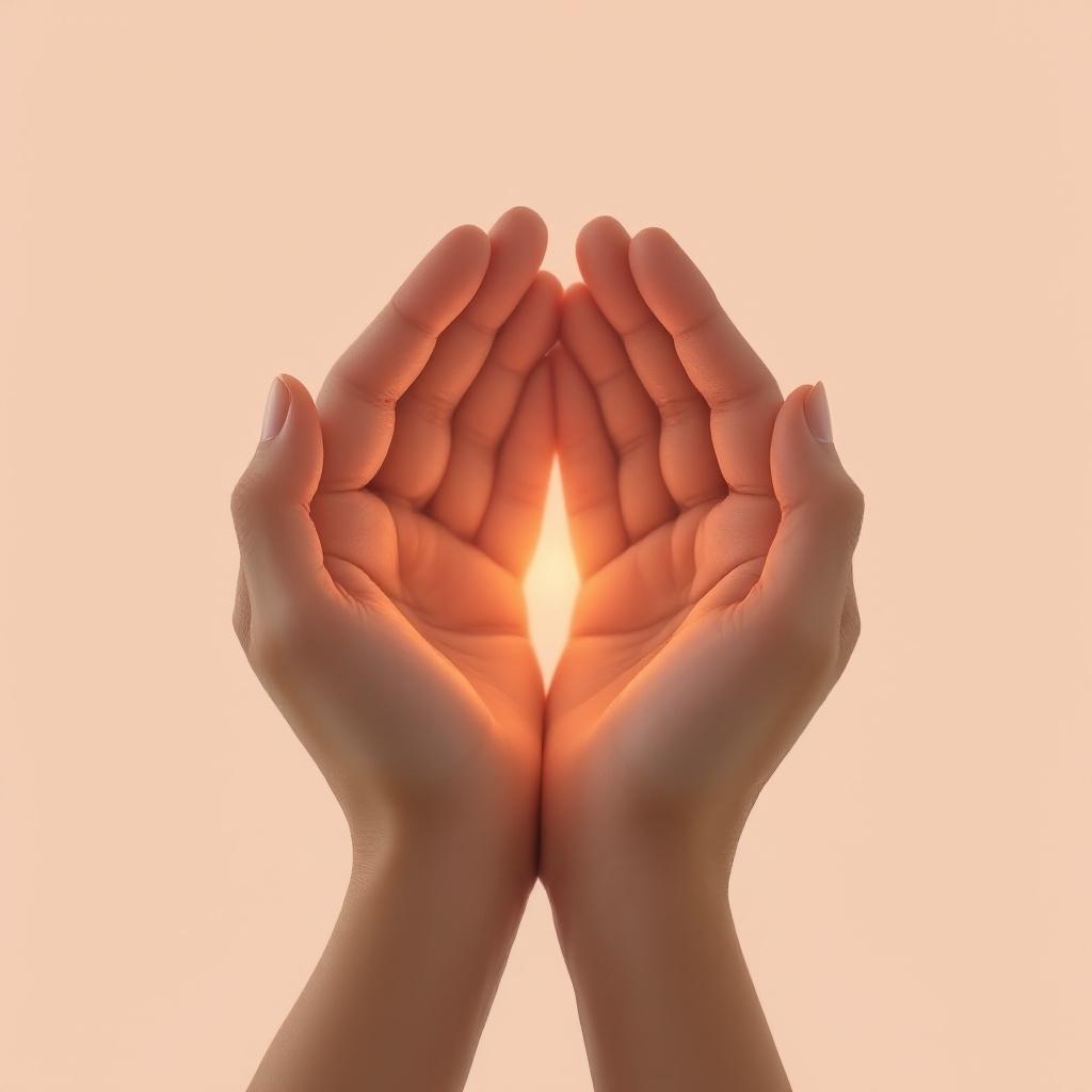 Schützende Hände mit warmem Licht – Mutterschutz
