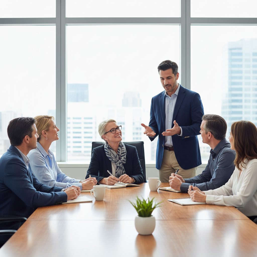 Team-Workshop zu Gesundheitsthemen in hellem Konferenzraum