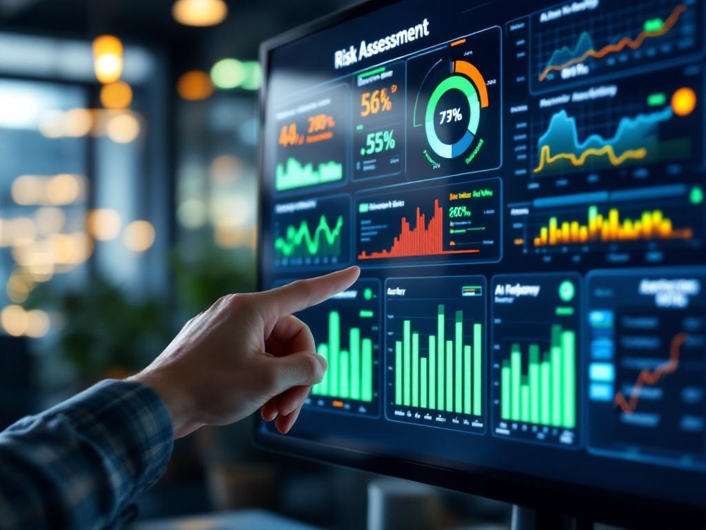 KI-gestütztes Risk-Assessment-Dashboard auf einem Monitor
