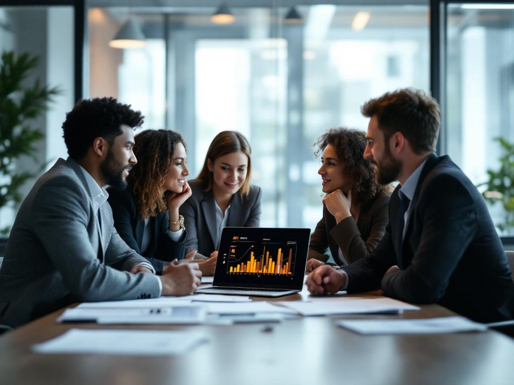 Compliance-Team bespricht KI-Strategie im Meetingraum