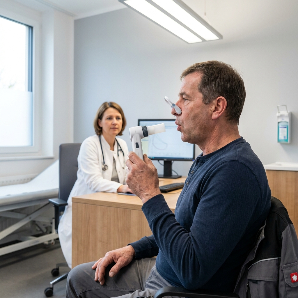 Spirometrie bei Asbest-Vorsorge in arbeitsmedizinischer Praxis