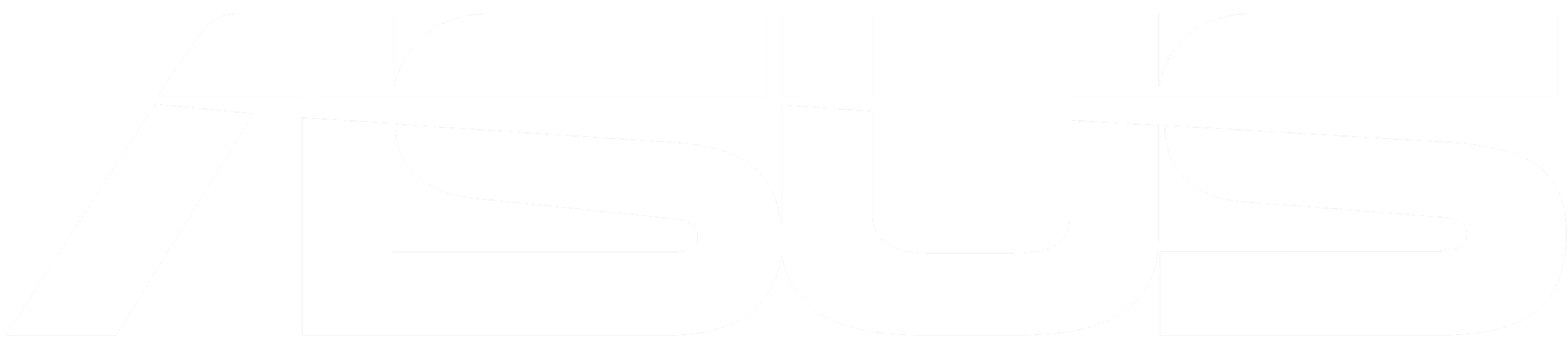 Logo ASUS bílého písmene na černém pozadí.