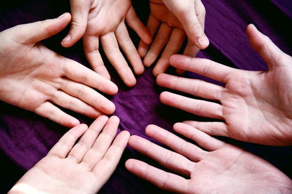 Hands together.