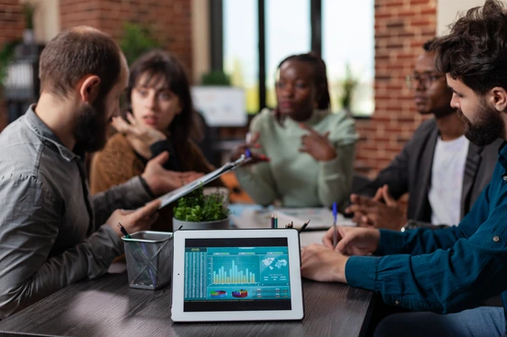 business meeting to analyze employee turnover 