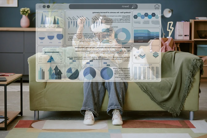A futuristic interface showing AI-driven workforce trend forecasting