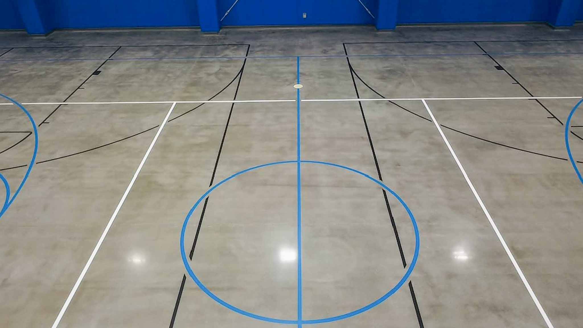 Basketball court line striping
