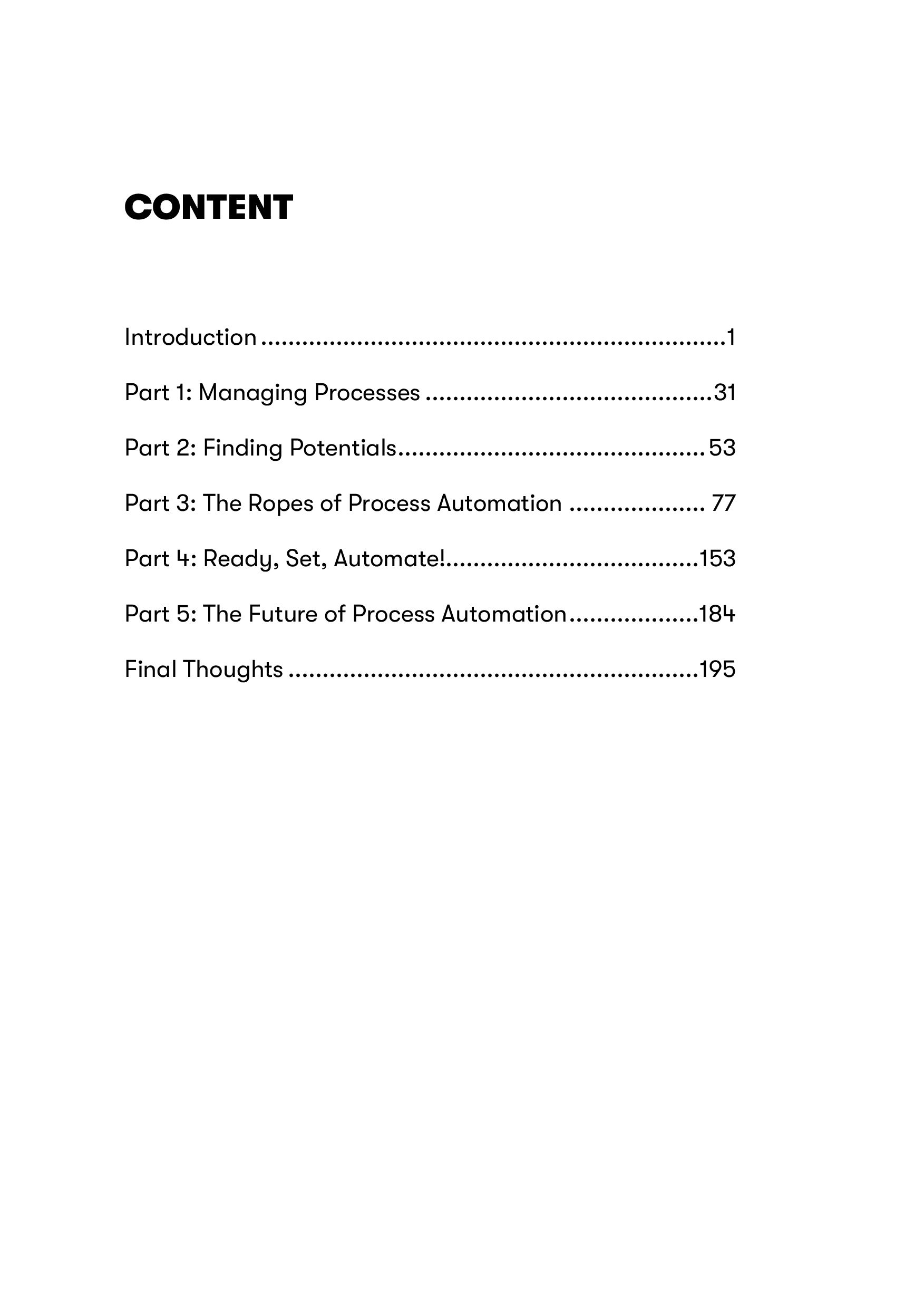 Free Process Automation E-Book - Contents
