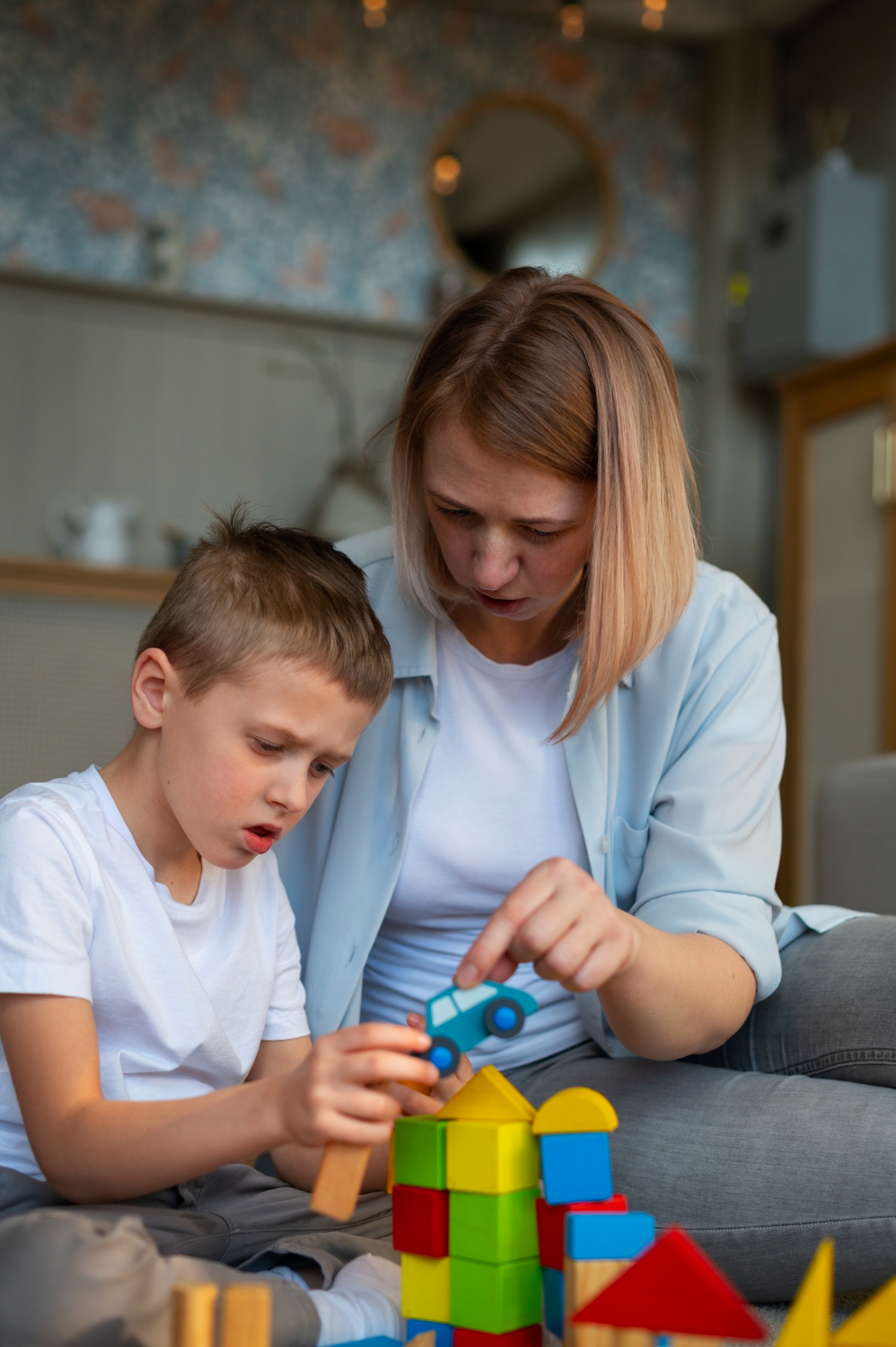Therapist playing with child