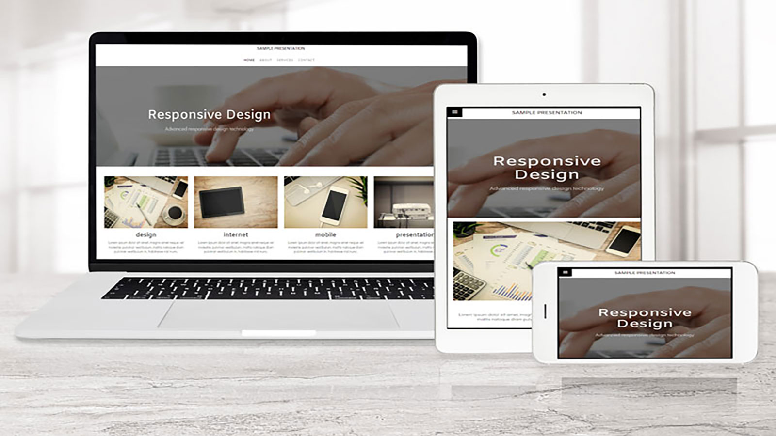 A computer screen of responsive design of websites