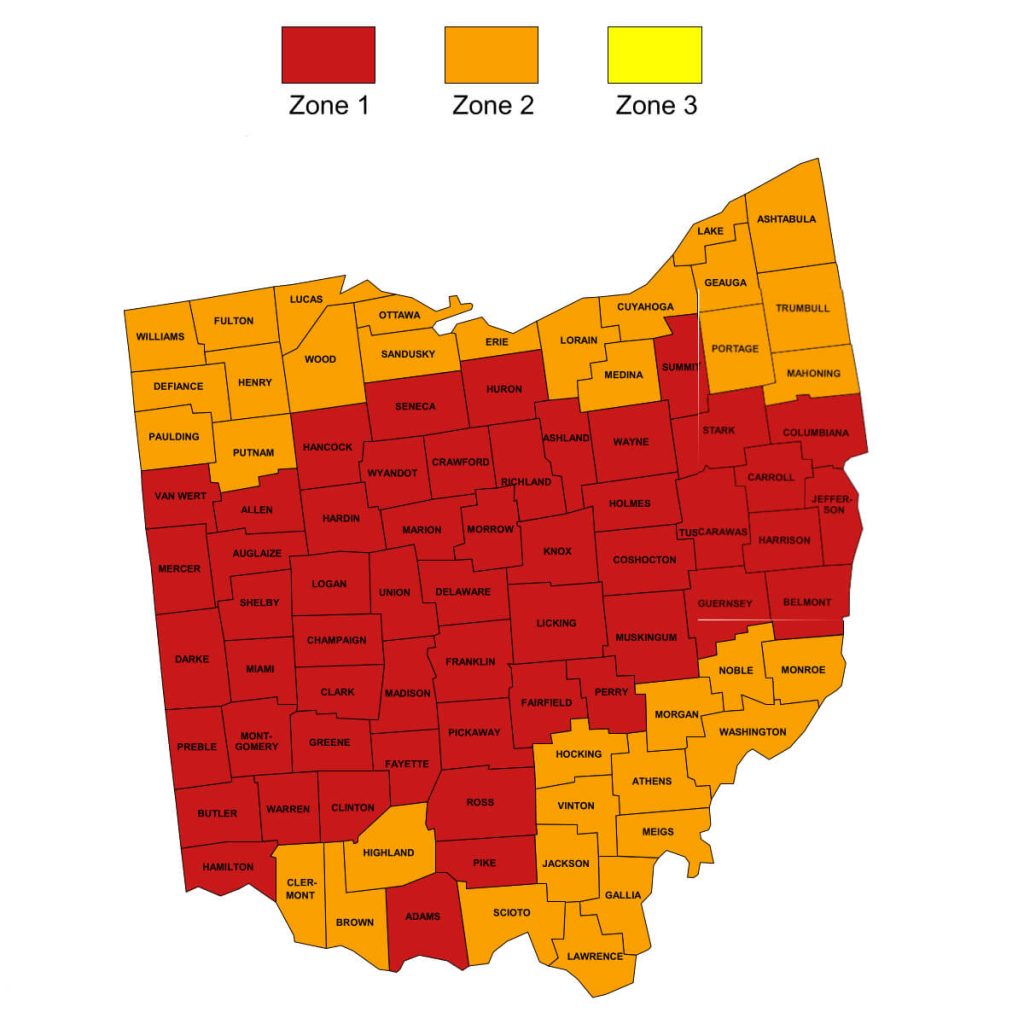 A radon zone map of Ohio