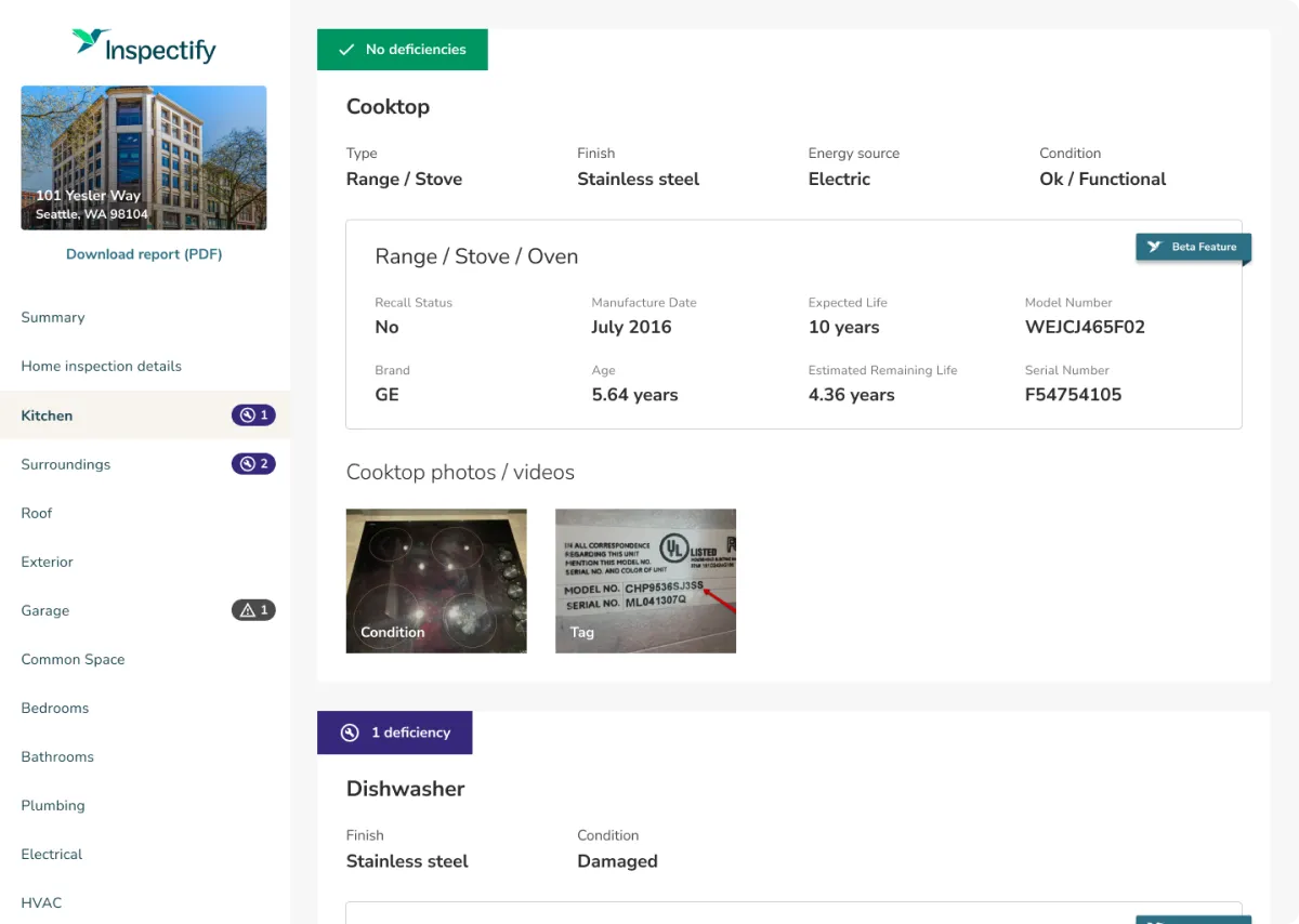 An example of a home inspection report