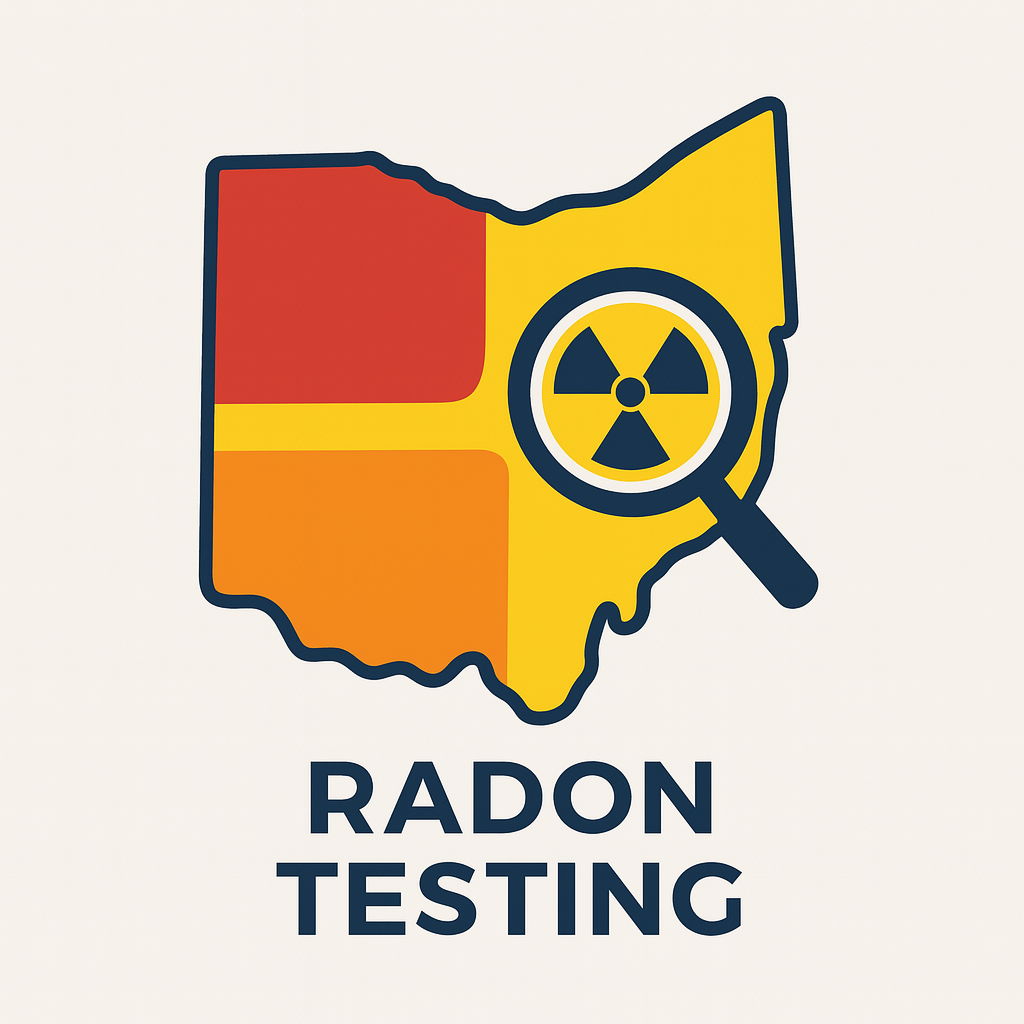 A graphic depicting radon testing in Ohio