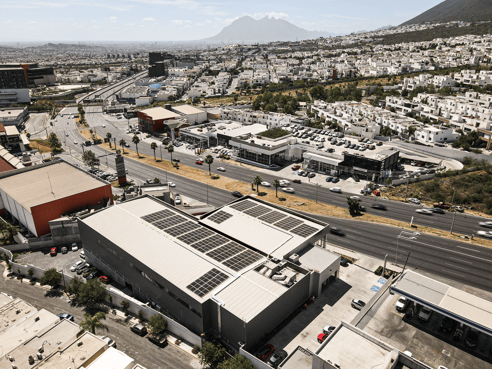 image of solar panels on rooftops for a green tech/cleantech company