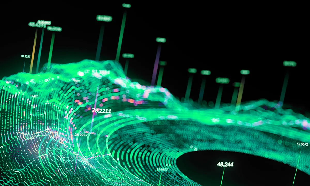 Abstract Visualization of data flow and modern technology in circle graph form