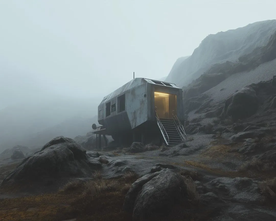 Futuristic Cabin Landscape