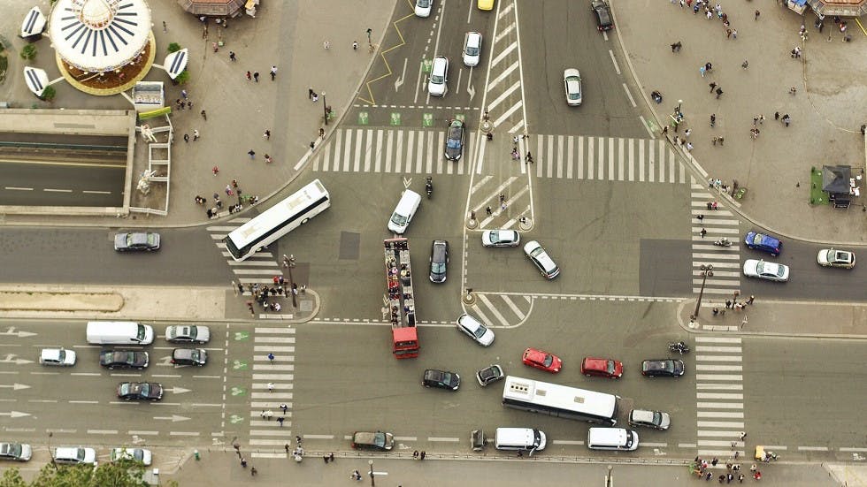 intersection encombree centre urbain