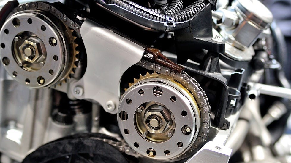 Chaine de distribution sur un moteur de voiture