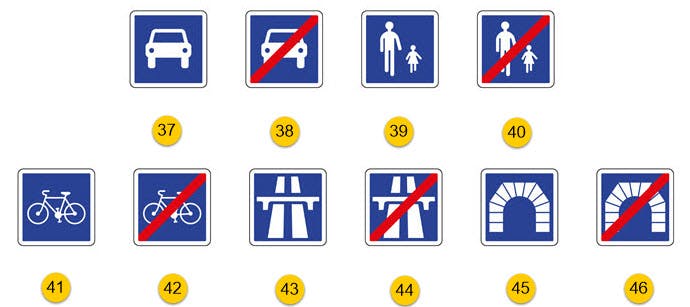 Panneaux de fin d'indication - partie 1