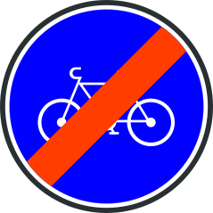 Panneau de fin de bande ou piste cyclable obligatoire