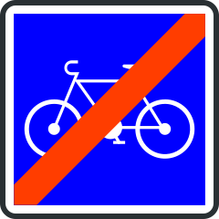 Panneau de fin de bande ou piste cyclable conseillee