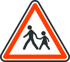 Panneau de danger d'endroit frequente par des enfants