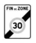 Panneau de fin de zone 30