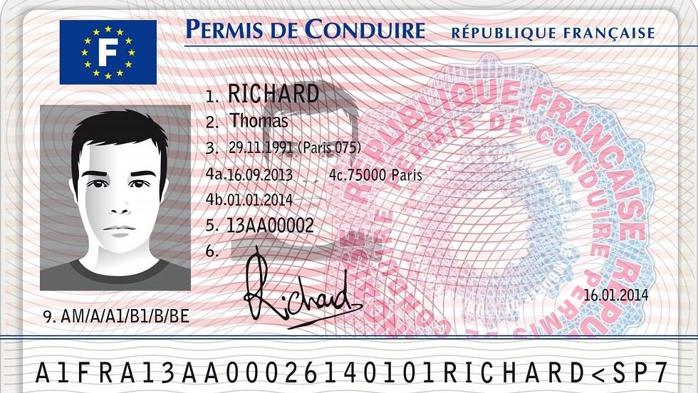 Illustration representant un permis francais au format europeen