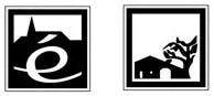 Idéogrammes de villages étapes et de maisons de pays