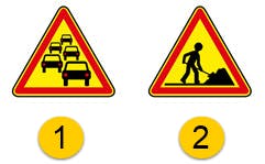 Deux panneaux de danger.