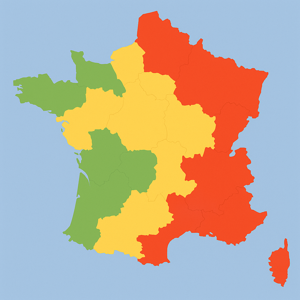 Carte du risque de bris de glace en hiver par région