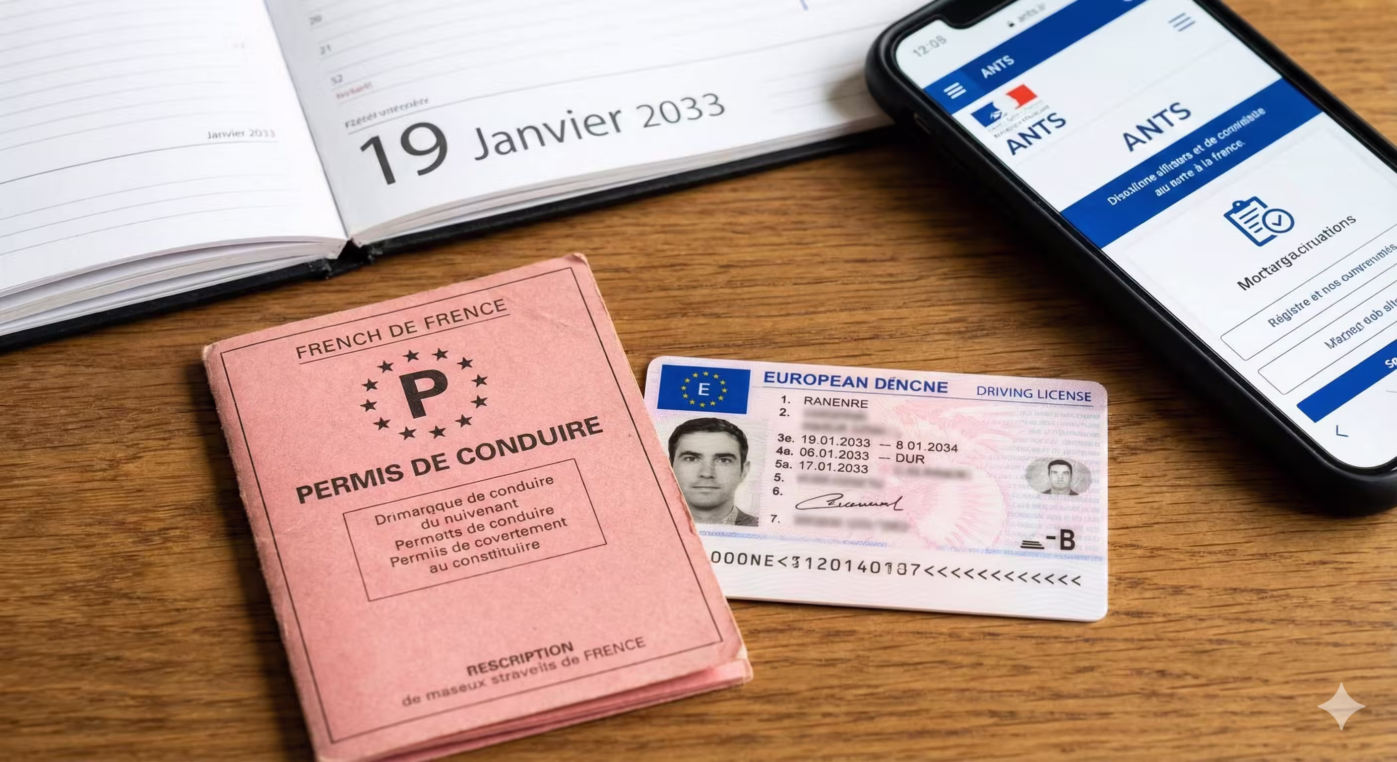 permis rose en papier