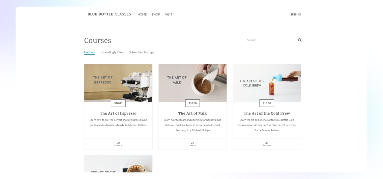 Blue Bottle Coffee Courses Listing